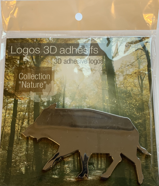 Klistermærke vildsvin til bil, crom (so)