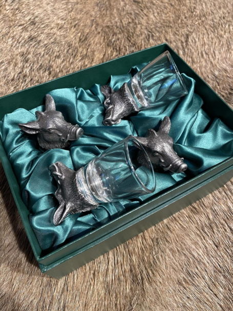 Shot-bitter glas med Vildsvin hoved (4 glas)