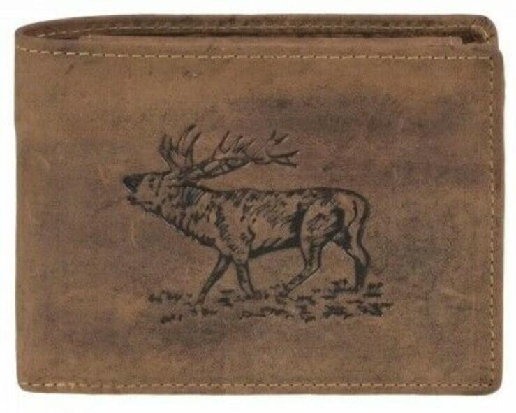 Læderpung med kronhjort motiv
