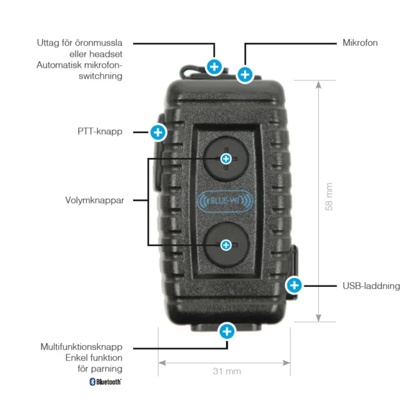 ProEquip PRO-BT Nighthawk 4.1 - BT Lapel Mic, incl oplader kabel