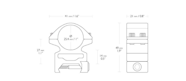Hawke Match mount rings Weaver