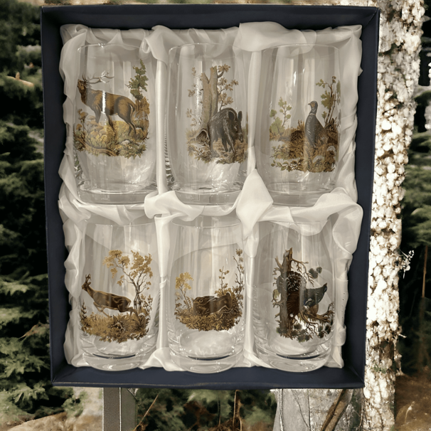 Øl glas med Vildt motiv (6 glas)