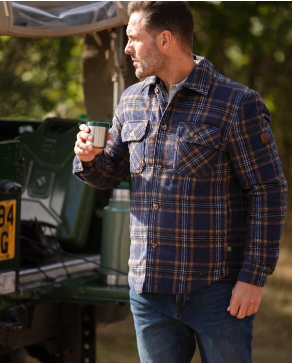 Herre Ternet Polstret skovmandsskjorte - NAVY