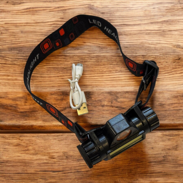 Letvægt pandelygte med genopladeligt batteri