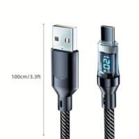 usb til usb c ladekabel - sort med watt måler